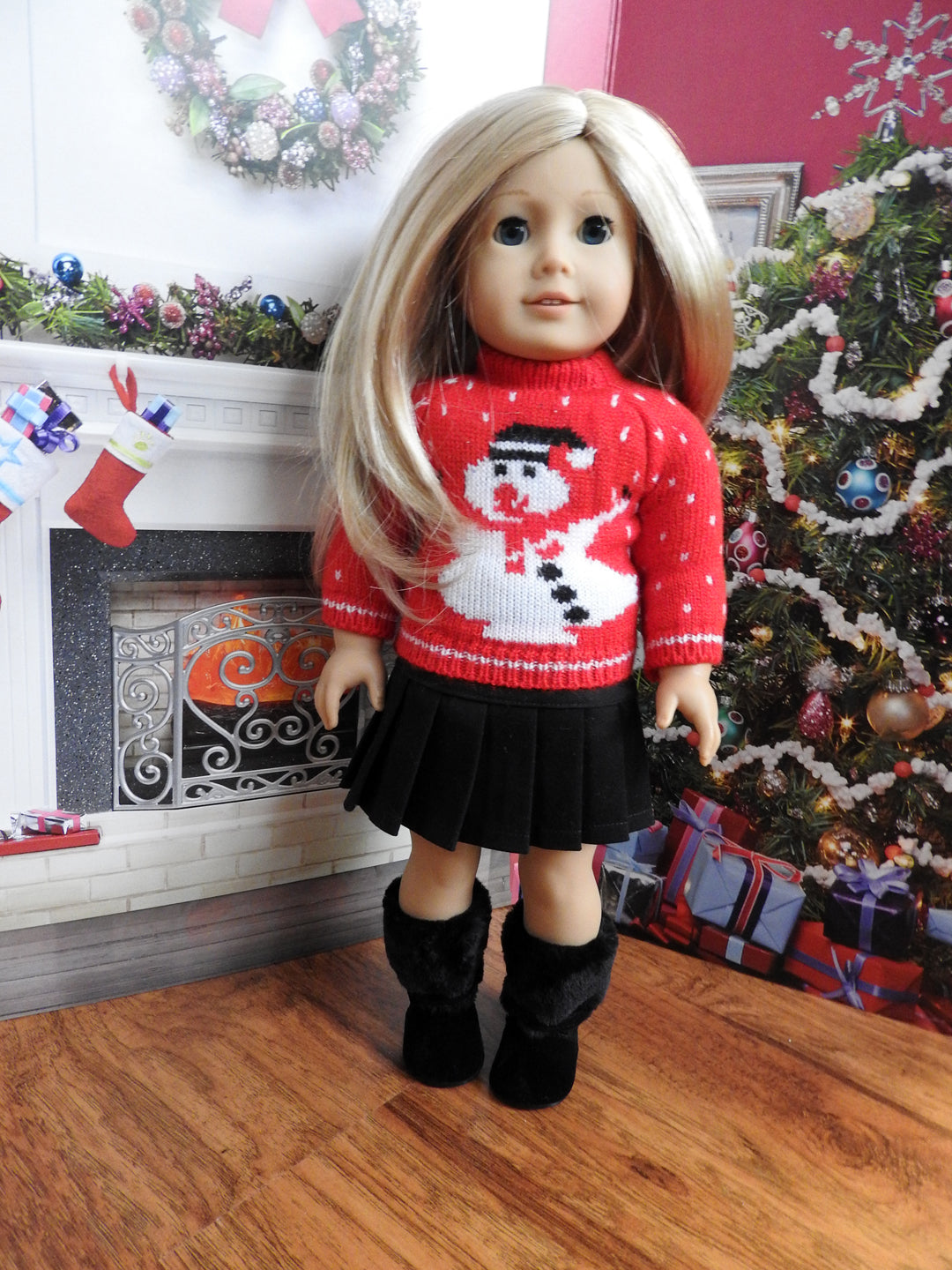 18 Inch Doll Christmas Sweater, Skirt, and Boots – Avanna Girl